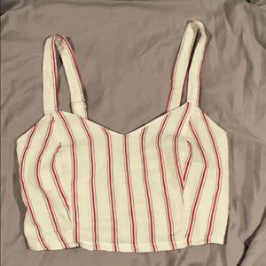 White&Red Stripped Forever 21 Crop Top